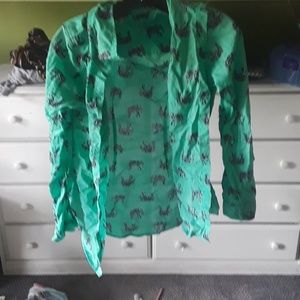 Print green button down